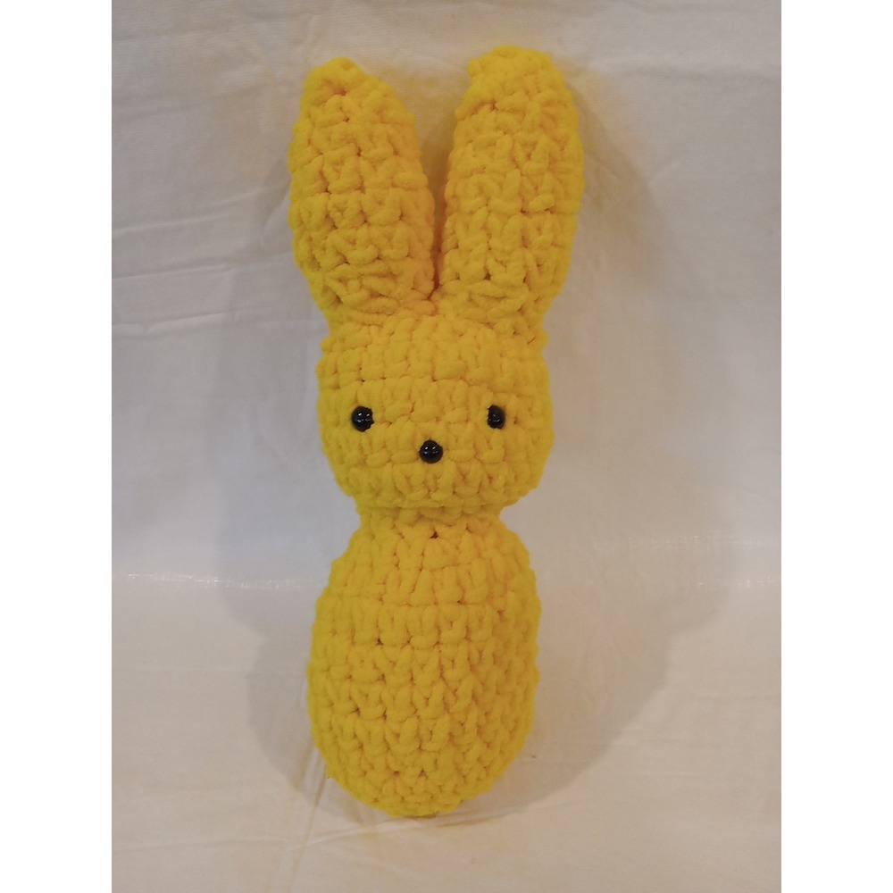 Handmade Crochet Large Stuffed Animal Plush Soft Yellow Marshmallow Bunny 14"